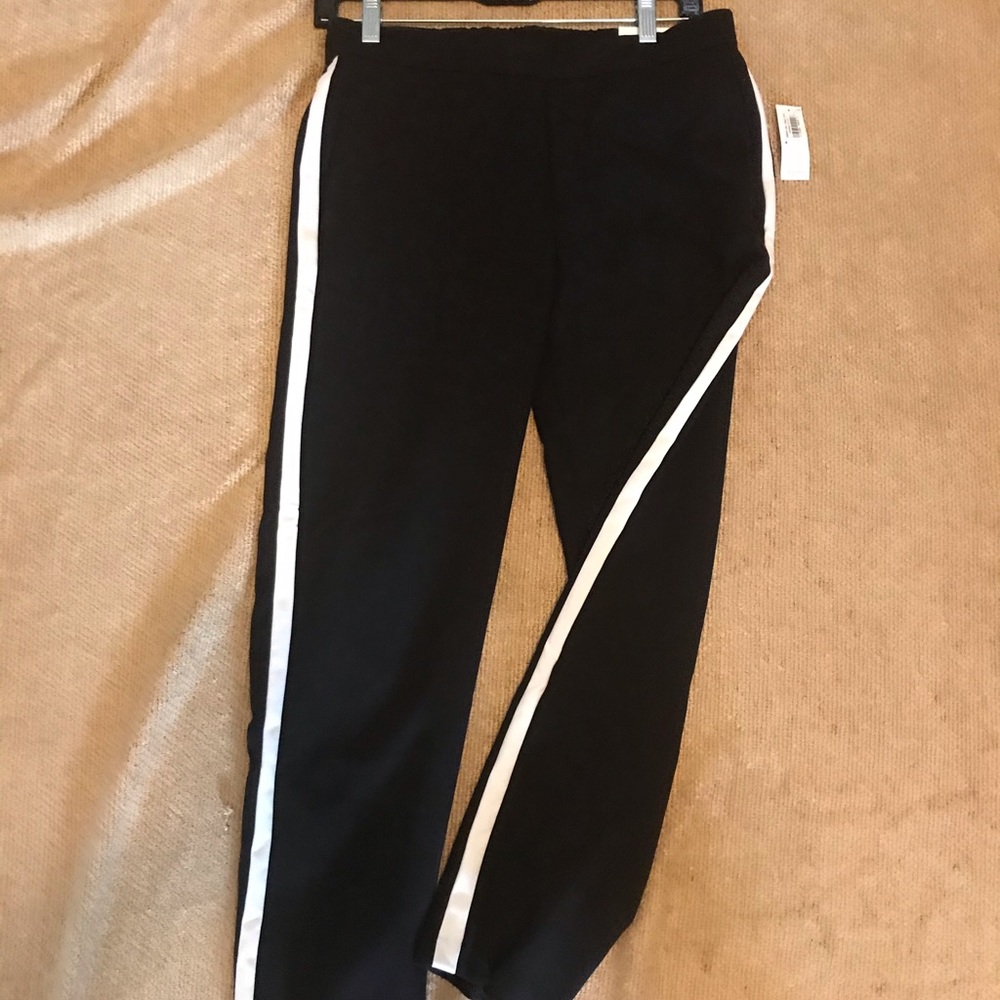 Black pull on trousers with white stripe